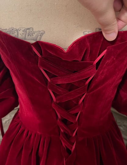 Red velvet party dress