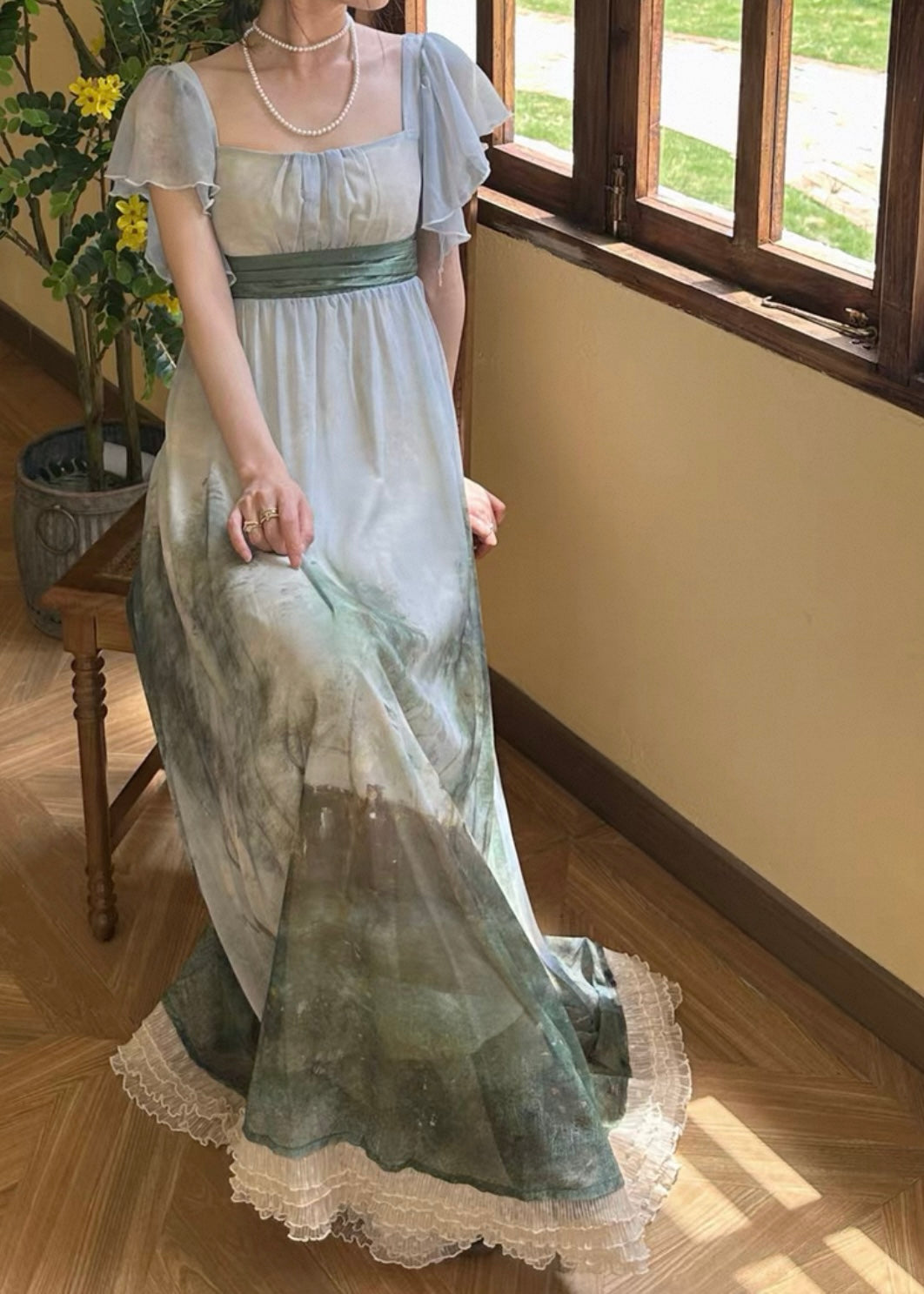 Gouache regency dress
