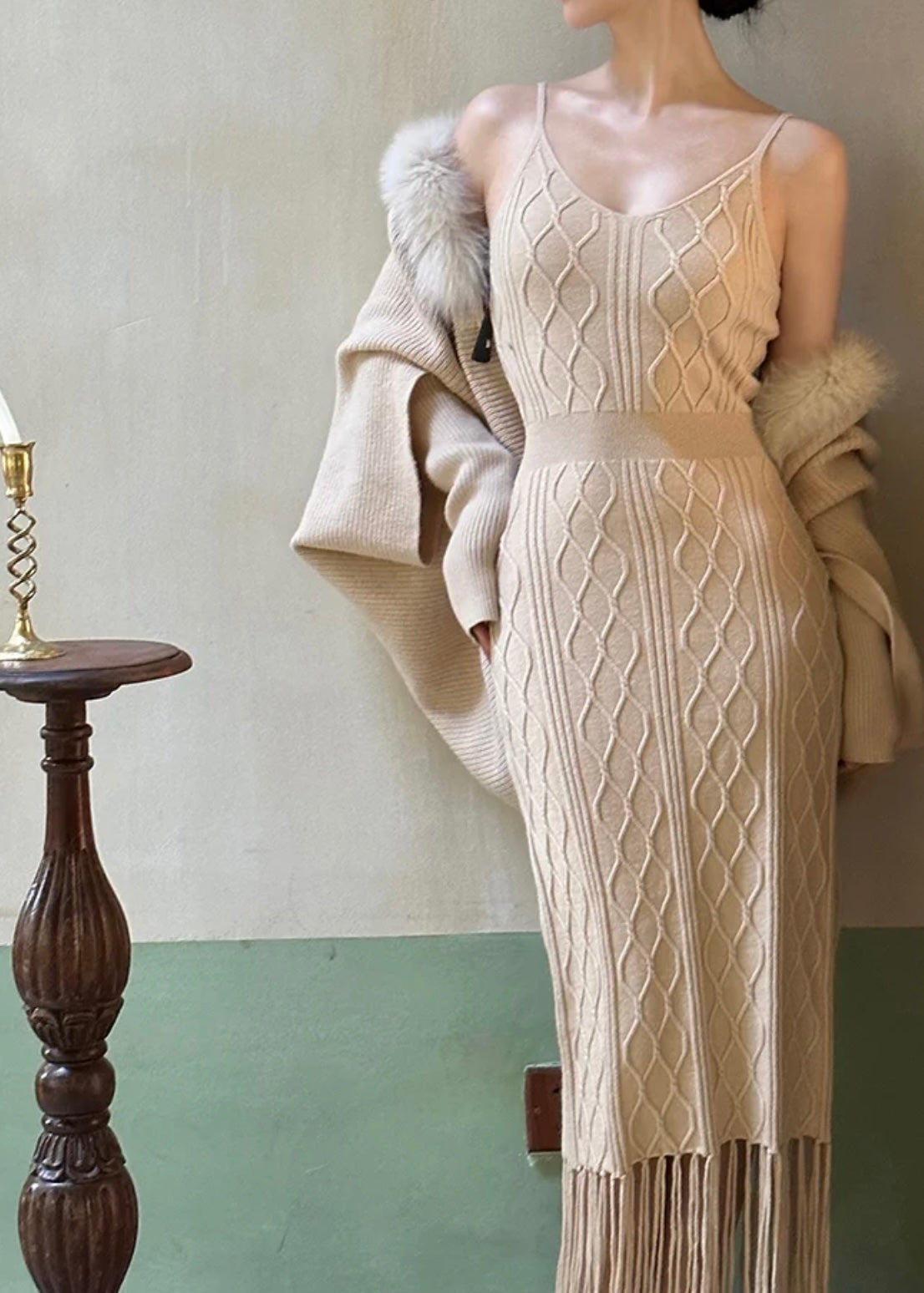 Caramel latte knit ensemble