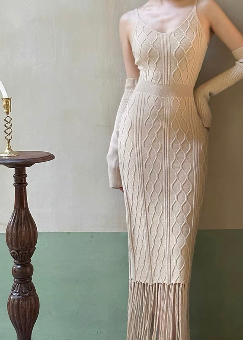Caramel latte knit ensemble