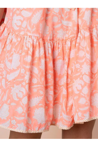 Juliet Dunn Pomegranate Print Loose Strappy Mini Dress - Neon Red