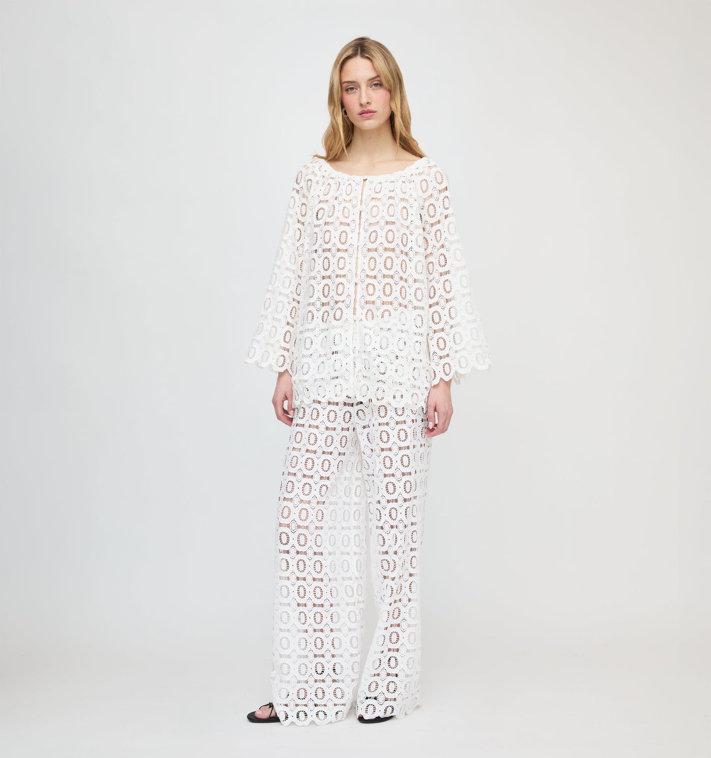 The Kaya Pool Pant - White Broderie