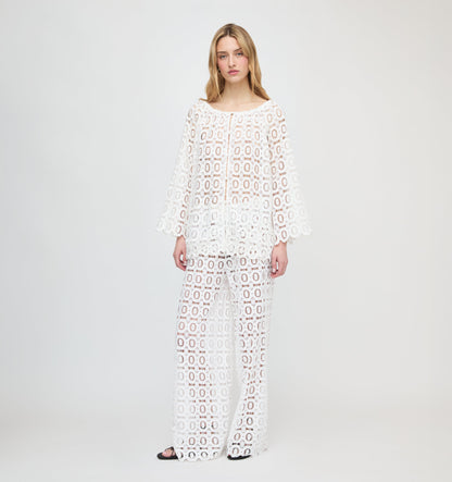 The Kaya Pool Pant - White Broderie