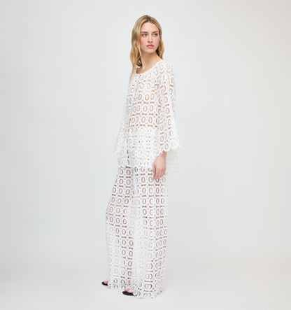 The Kaya Pool Pant - White Broderie