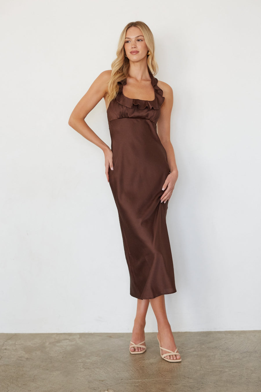 Mika Ruffle Halter Midi Dress