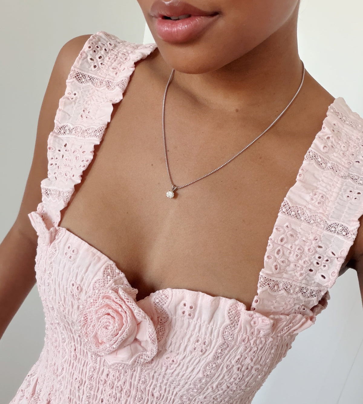 The Rosetta Nap Dress - Pink Broderie Voile