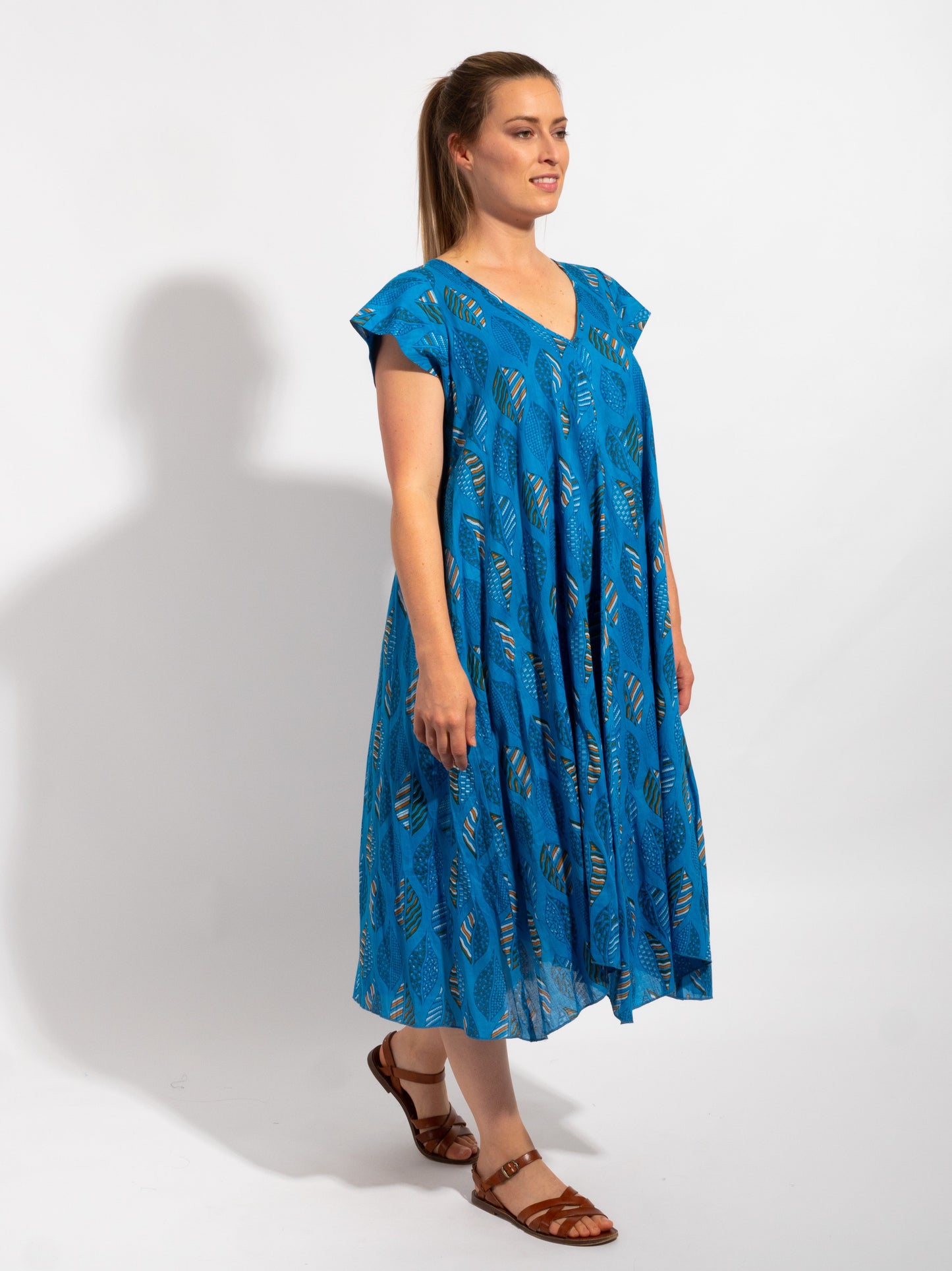 Maheno Dress in Blue Leaf