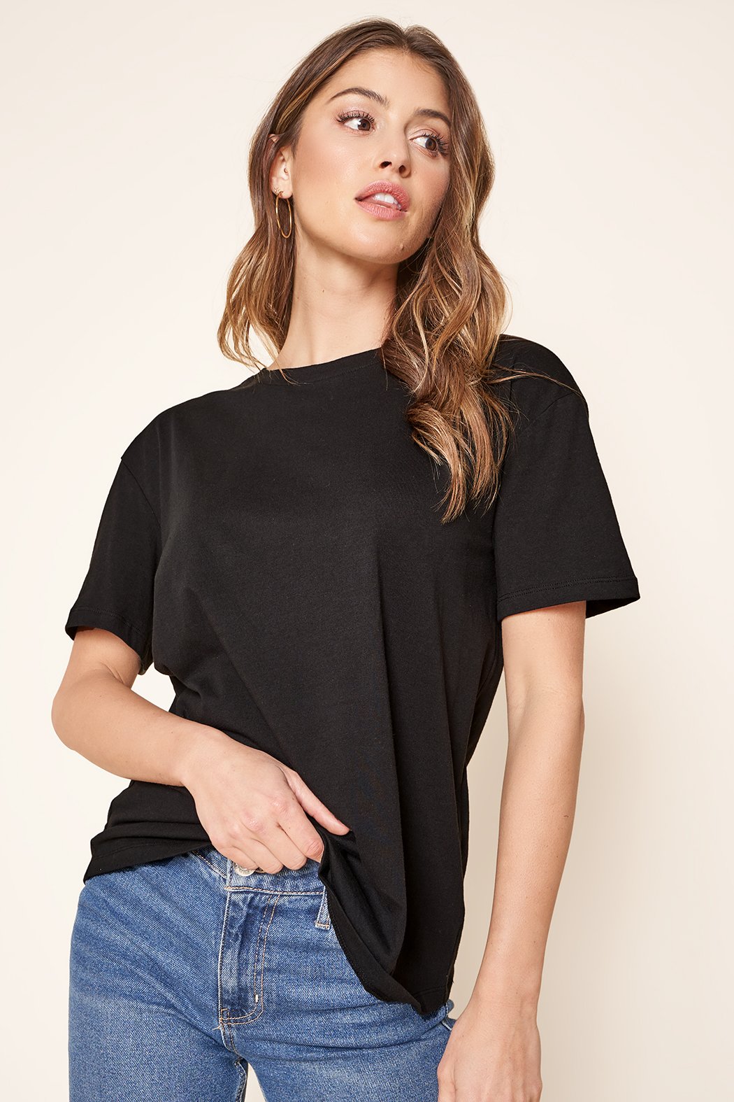 Ellie Boxy Full Length Cotton Knit T-Shirt