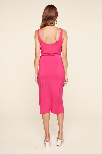 Anya Sleeveless Side Tie Jersey Knit Midi Dress