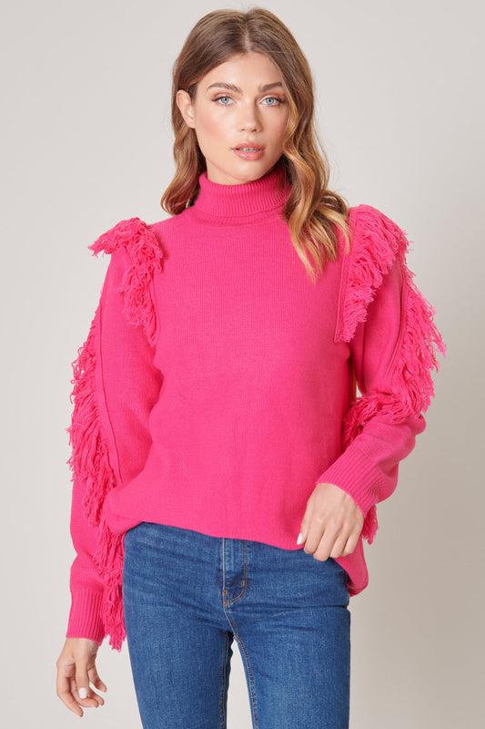 Break It Off Turtleneck Fringe Sweater