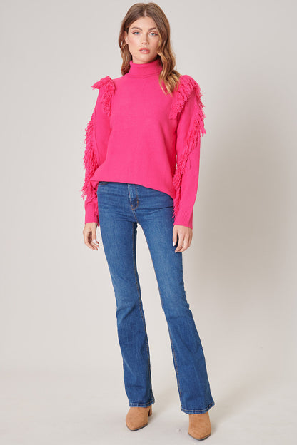 Break It Off Turtleneck Fringe Sweater