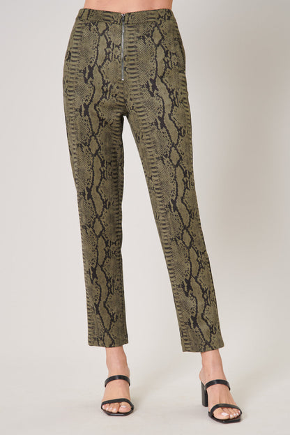 Born For This Faux Suede Snake Print Pants