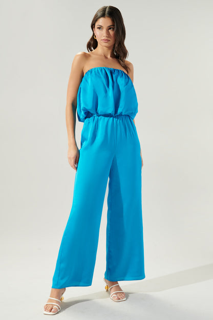 Chateau Satin Strapless Scrunchie Crop Top