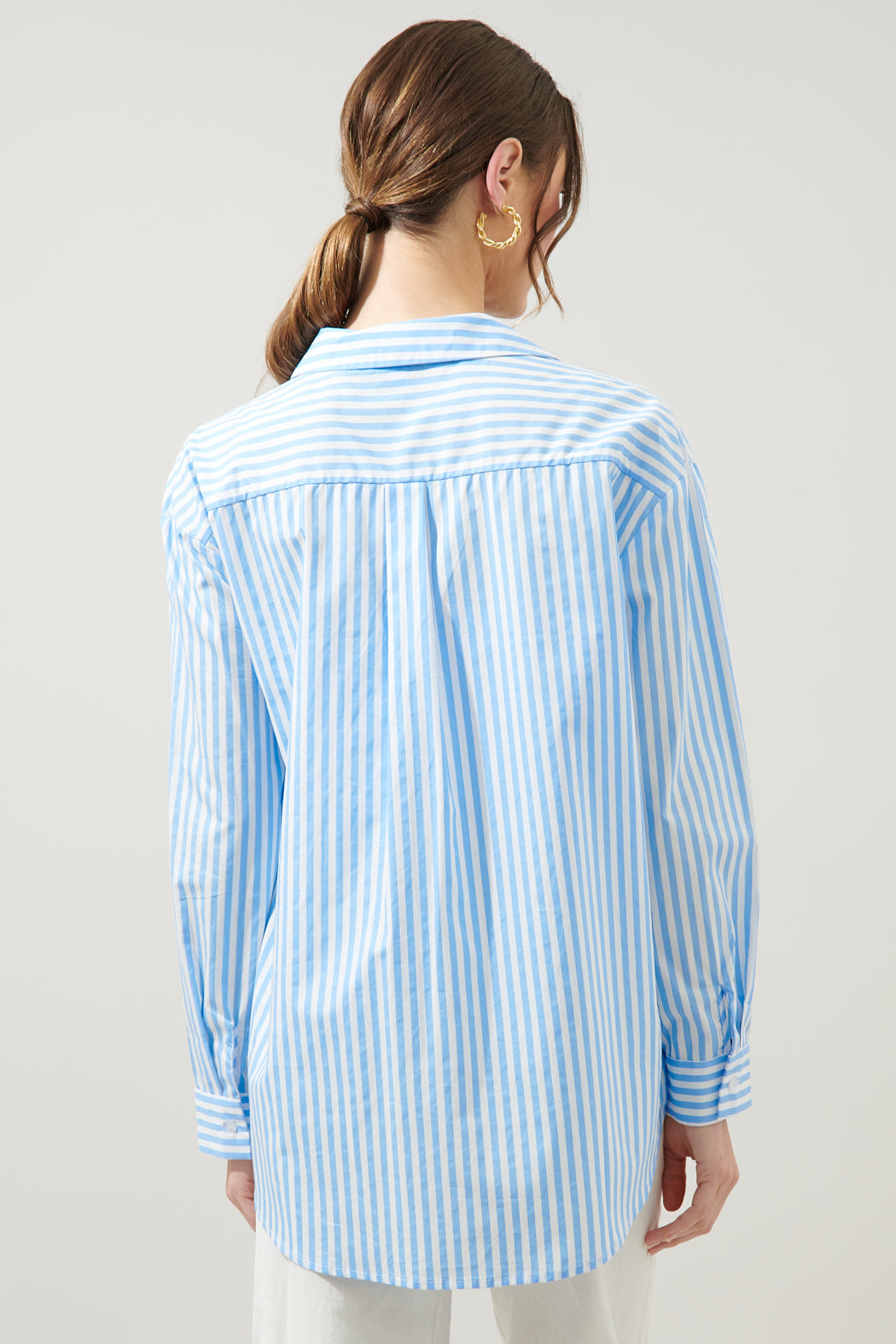 Dream State Oversized Striped Button Down Shirt