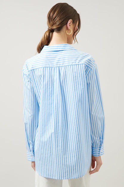 Dream State Oversized Striped Button Down Shirt