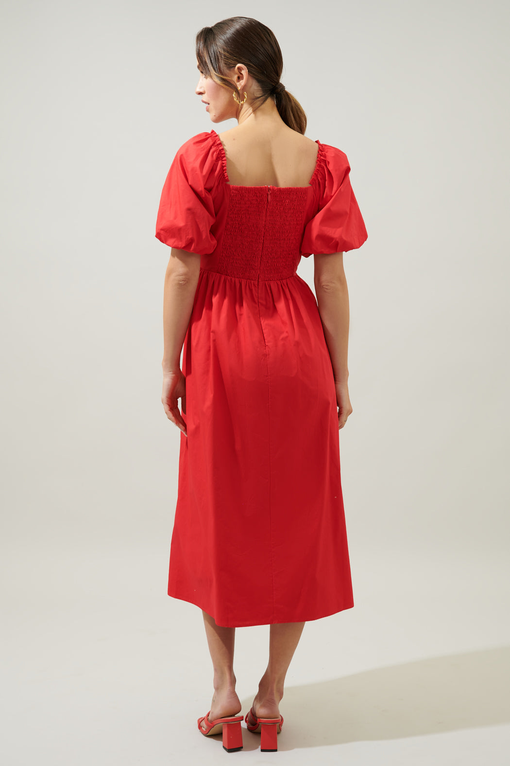Cyril Balloon Sleeve Babydoll Midi Dress