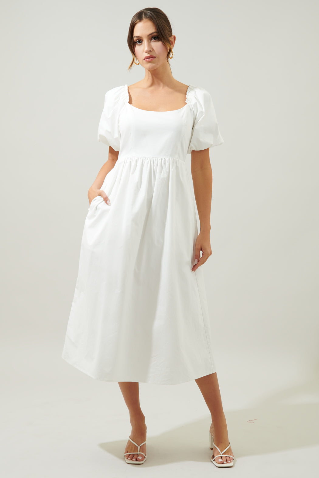 Cyril Balloon Sleeve Babydoll Midi Dress