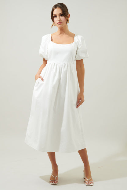 Cyril Balloon Sleeve Babydoll Midi Dress