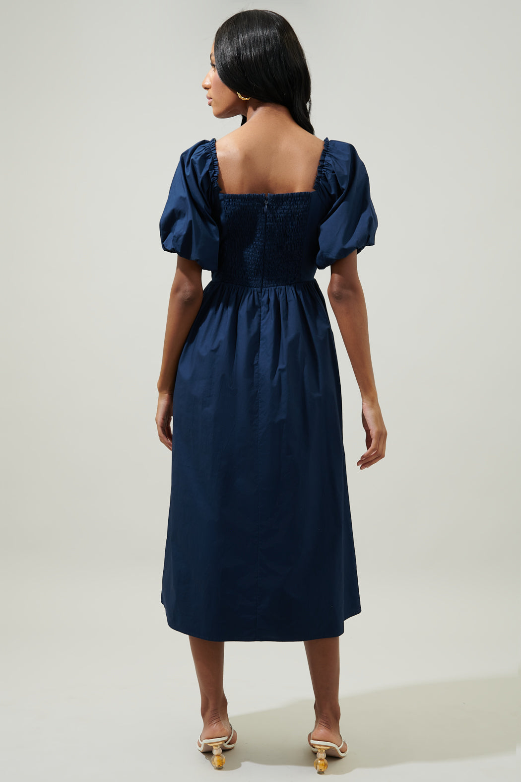 Cyril Balloon Sleeve Babydoll Midi Dress