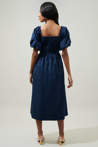 Cyril Balloon Sleeve Babydoll Midi Dress