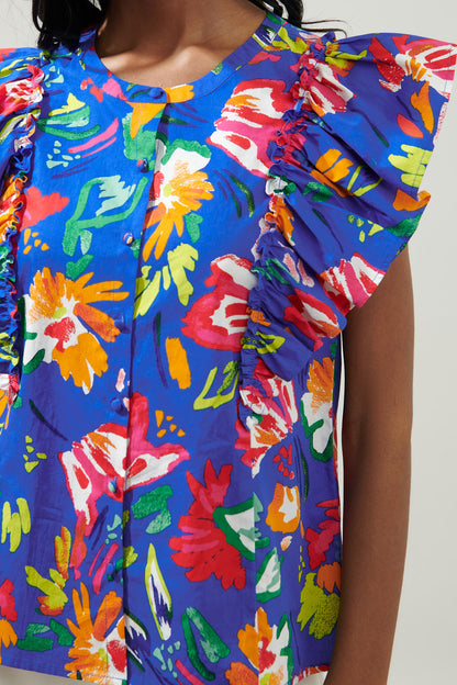 Esby Floral Strokes Vance Button Front Blouse