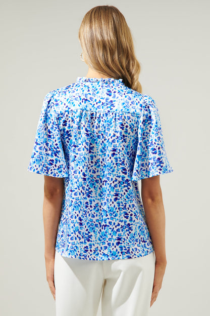 Dew Drop Ruffle Split Neck Dupont Top