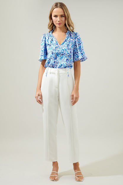 Dew Drop Ruffle Split Neck Dupont Top