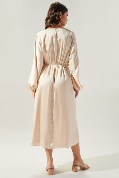 Chateau Satin Dolman Sleeve Midi Dress