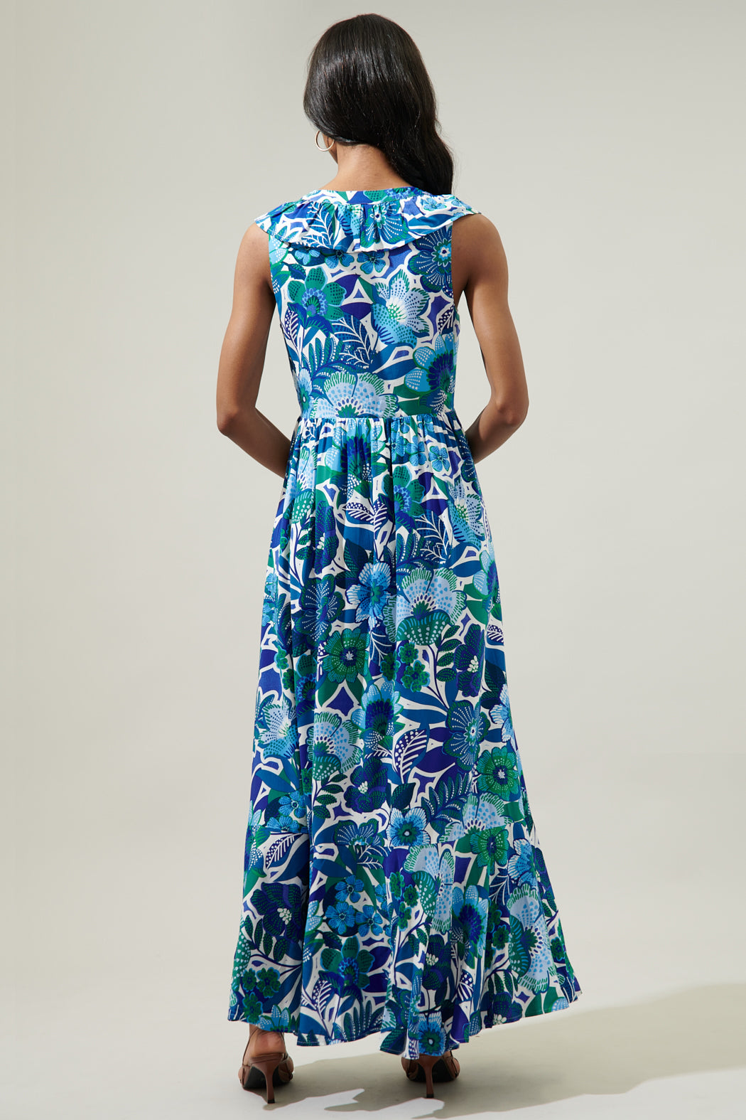 Andretta Floral Bayla Deep V Maxi Dress