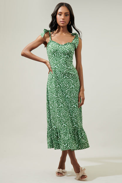 Adieu Floral Baker Tie Strap Midi Dress