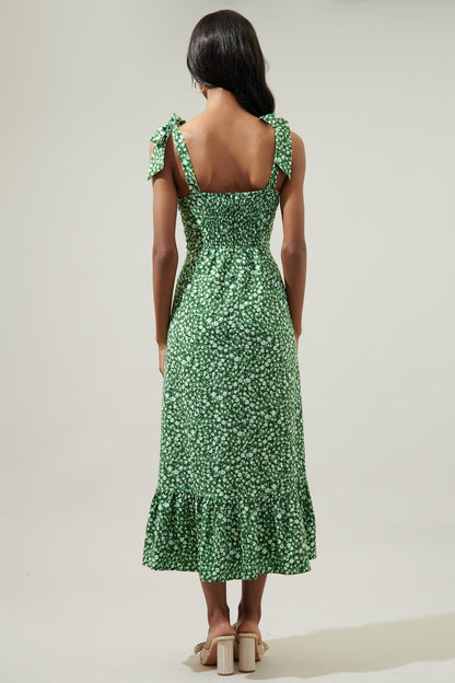 Adieu Floral Baker Tie Strap Midi Dress