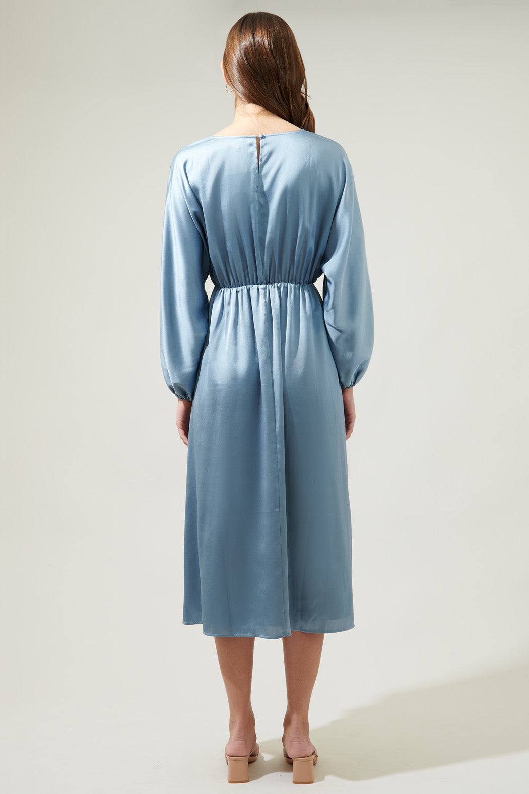 Chateau Satin Dolman Sleeve Midi Dress