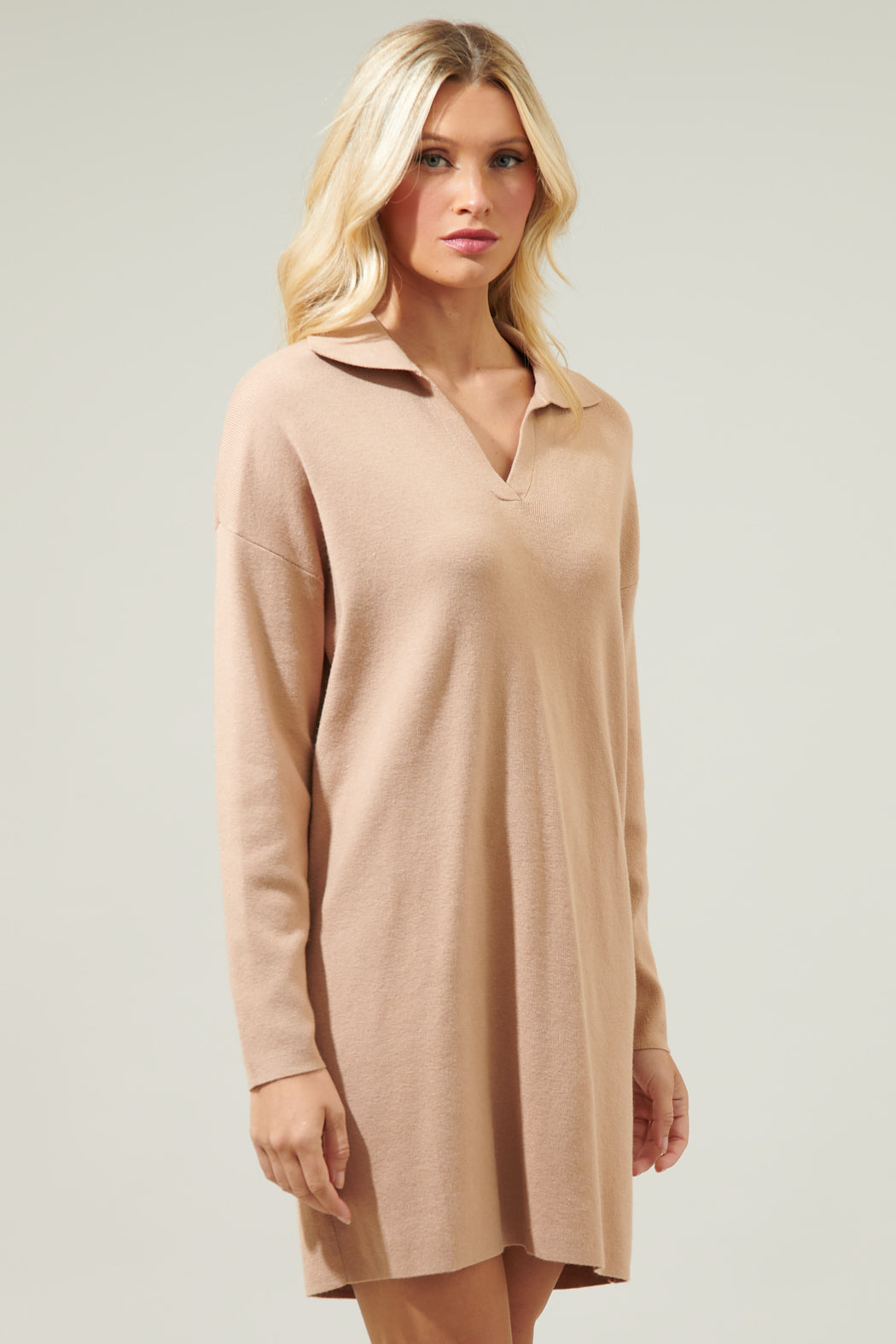 Emerla Relaxed Collared Sweater Dress