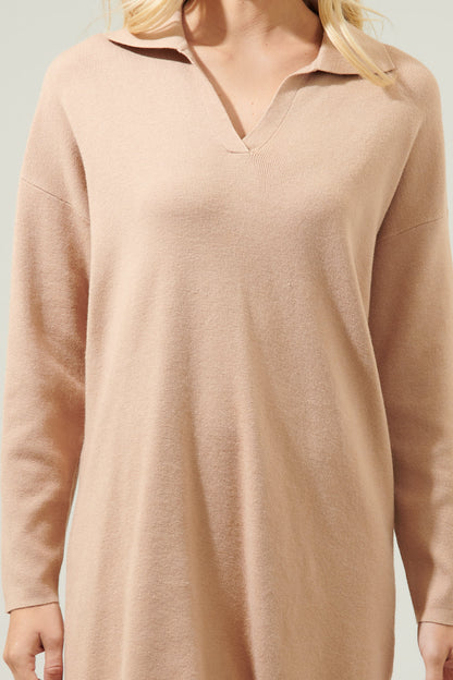 Emerla Relaxed Collared Sweater Dress