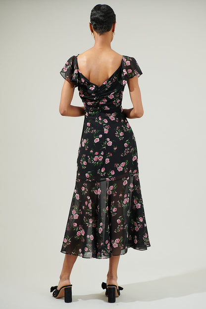 Albany Floral Nadia Ruched Midi Dress
