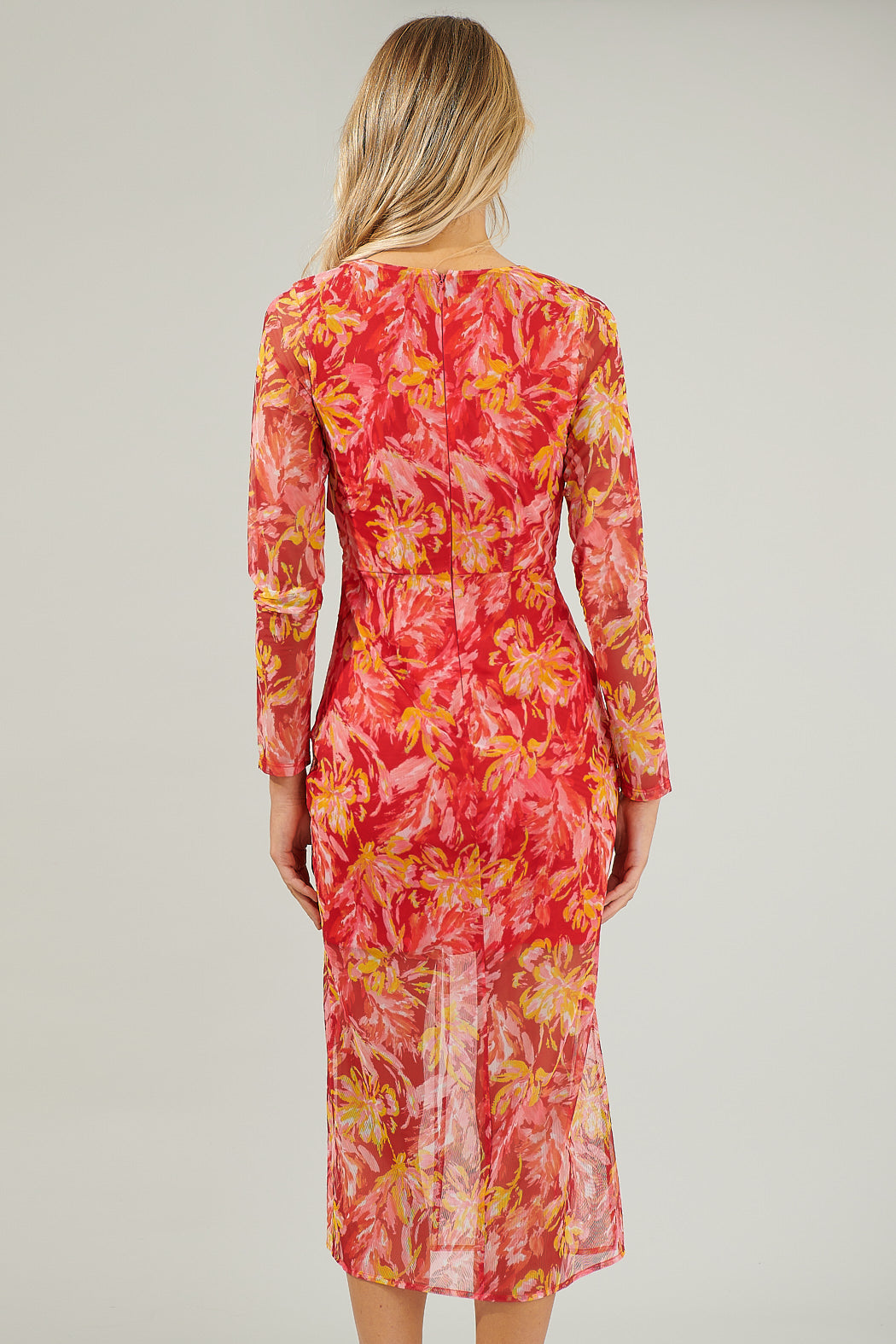 Elmira Floral Mesh Midi Dress