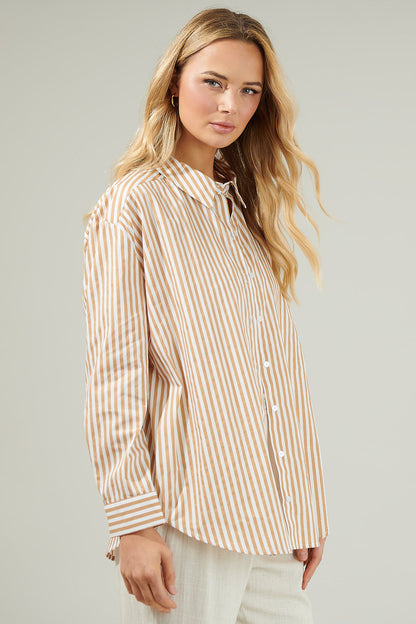 Dream State Striped Oversized Button Down Shirt