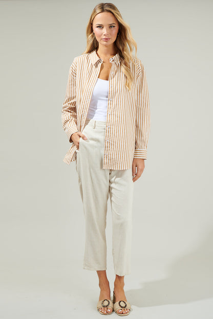 Dream State Striped Oversized Button Down Shirt