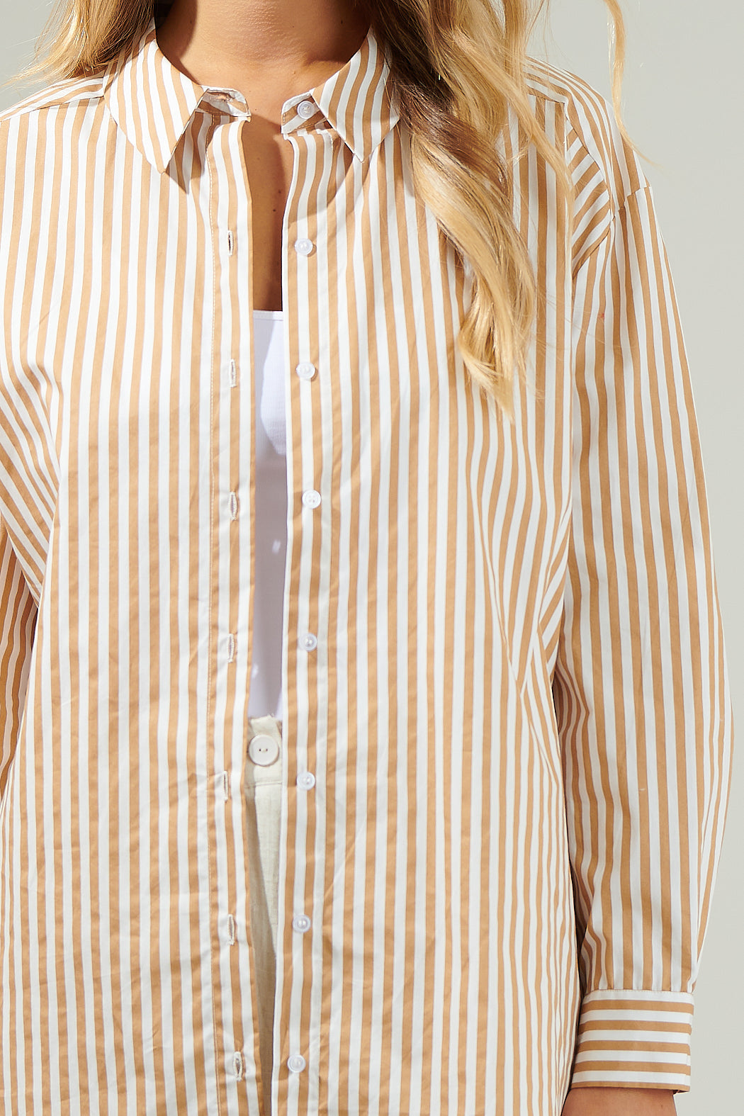 Dream State Striped Oversized Button Down Shirt
