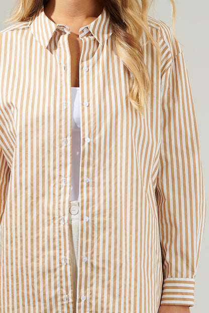 Dream State Striped Oversized Button Down Shirt