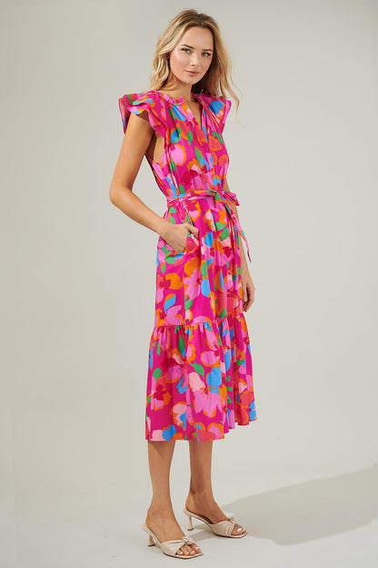 Daphne Floral Charlotte Button Midi Dress