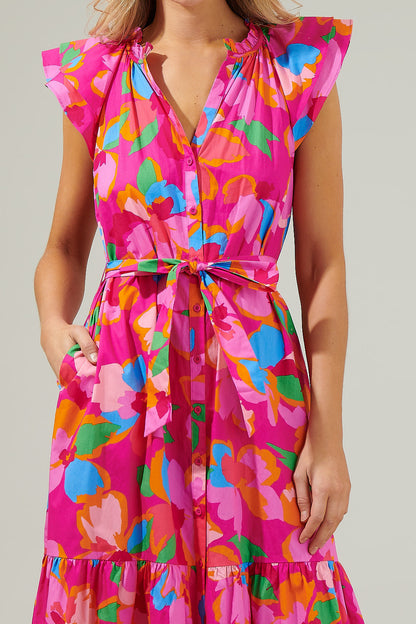 Daphne Floral Charlotte Button Midi Dress