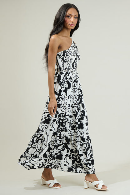 Del Mar Smocked One Shoulder Lys Maxi Dress
