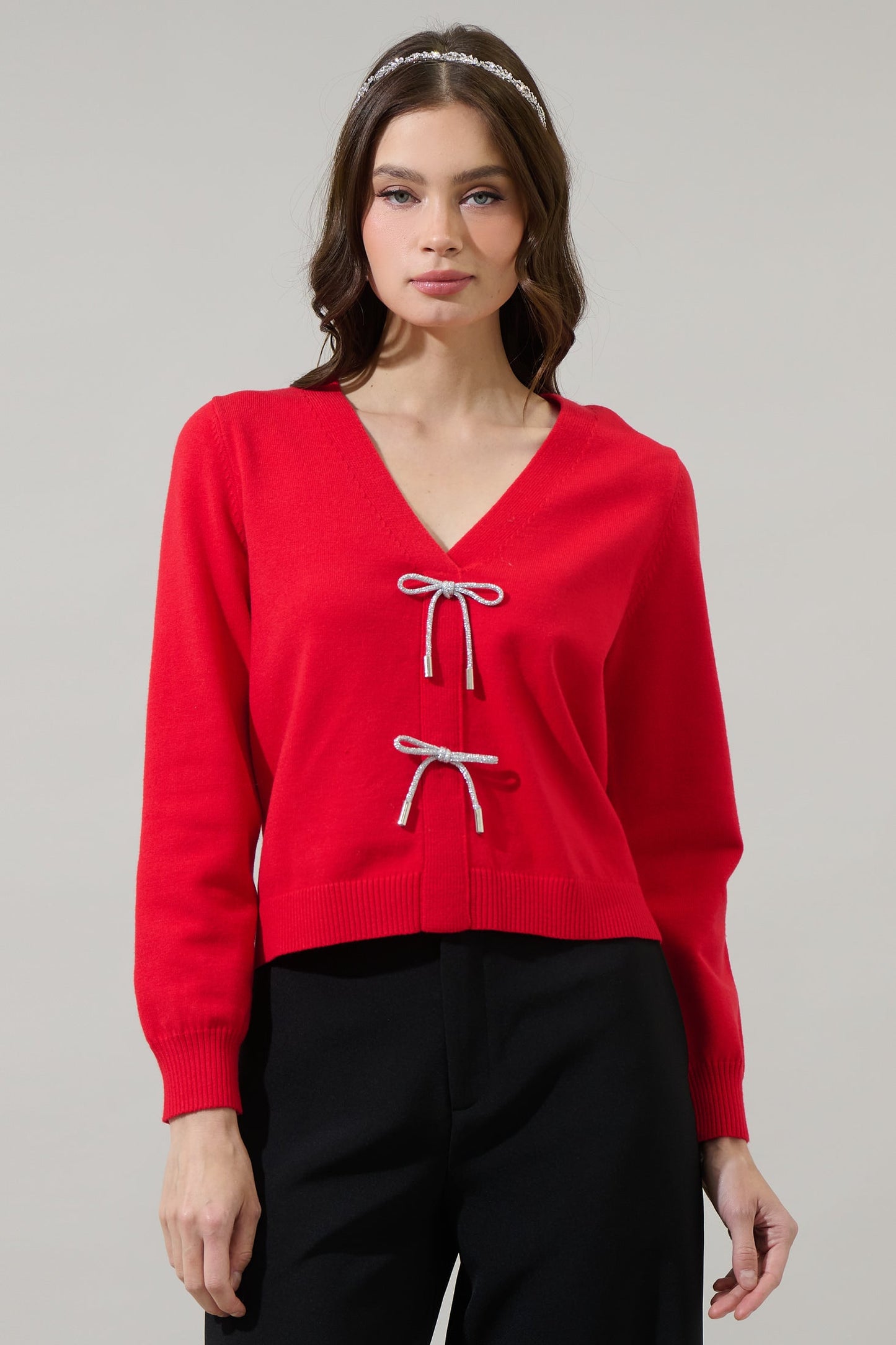 Elle Bow Cardigan Sweater