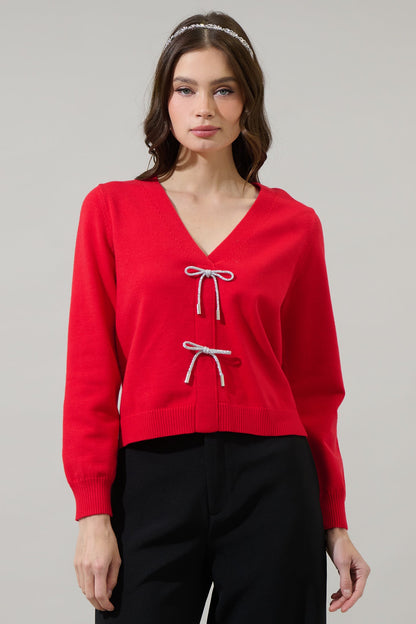 Elle Bow Cardigan Sweater