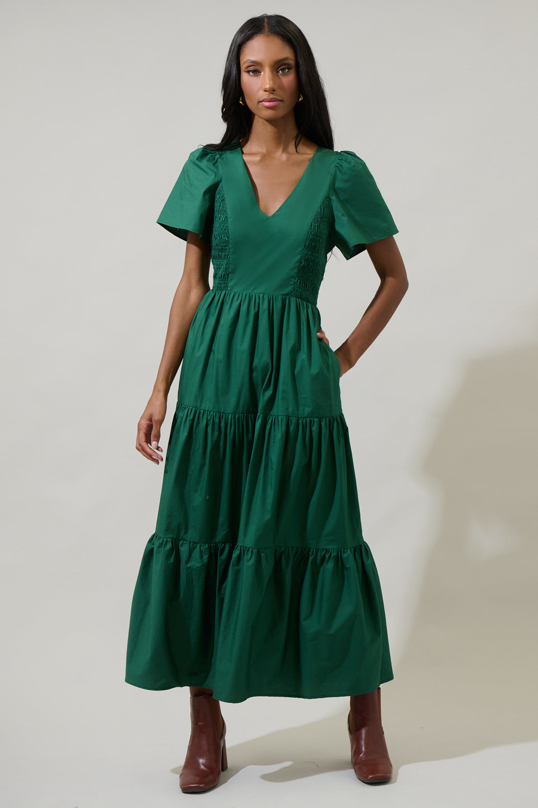 Alexis Poplin Tiered Midi Dress