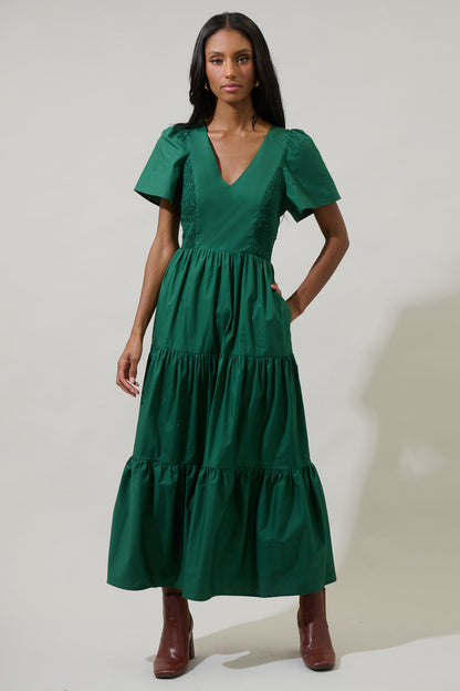 Alexis Poplin Tiered Midi Dress