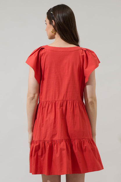 Asarya Tiered Shift Mini Dress