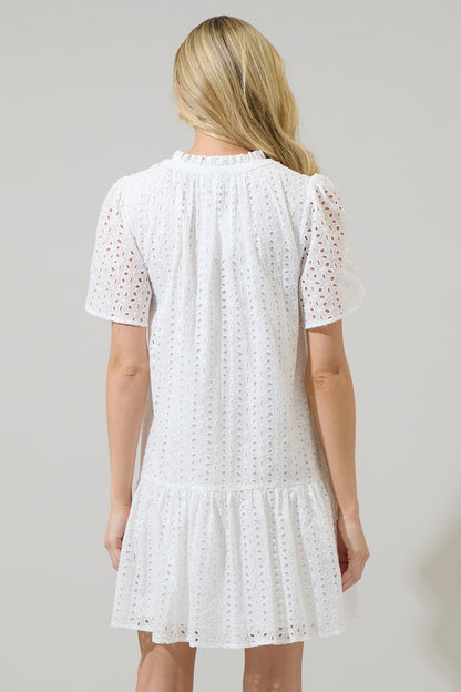 Azari Eyelet Shift Mini Dress