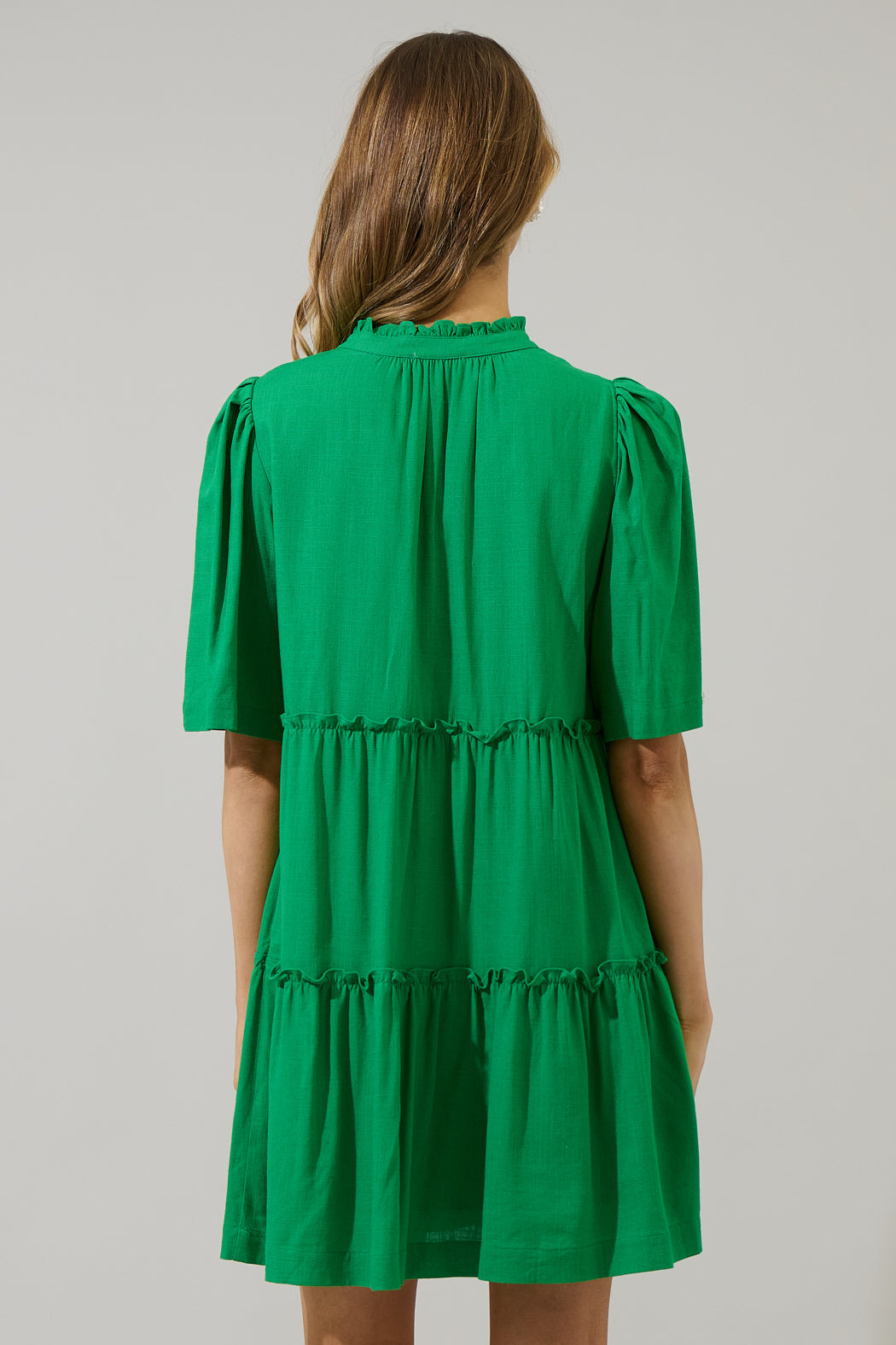 Dixie Split Neck Linen Shift Dress